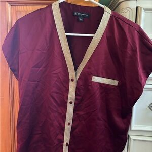 Burgundy and Gold Button-Up Top and Bottom set